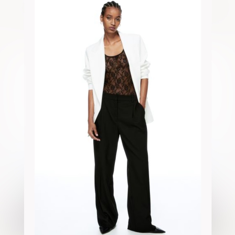 H&M black wide leg pants work size 6